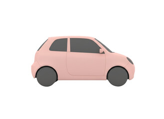 Naklejka premium Pink Compact Car Profile On transparent Background - Small City Vehicle With Toy-Like Minimalist Design
