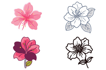 Obraz premium Vector Azalea Flower Illustration - Black Silhouette Icon