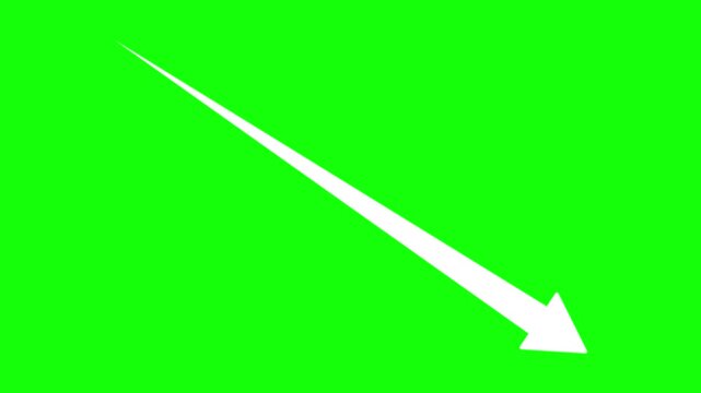 Diagonal Arrow Moving from Top Left to Bottom Right in 1 Second on Green Background