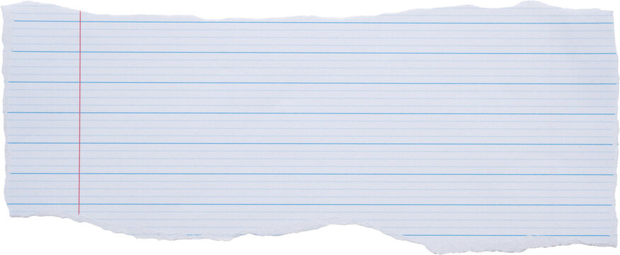 piece of lined paper tear isolated on white background