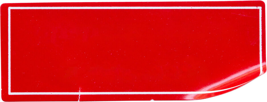 Red paper sticker label isolated on white background