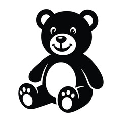 Obraz premium Black cartoon teddy bear sitting and smiling