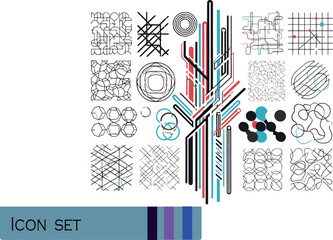 Obraz premium Print Abstract Geometric Line Art and Technological Connectivity Icon Set