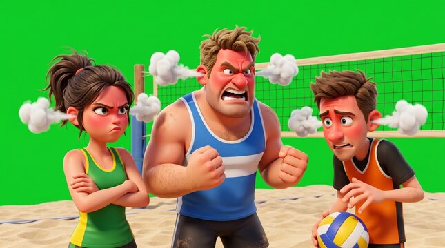 Angry Volleyball Players Expressing Frustration and Disappointment During Game.