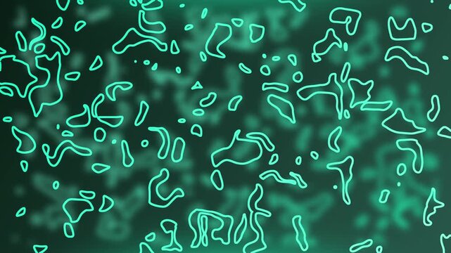 Teal glowing organic shapes abstract background. Perfect for eco-friendly, nature themed designs, environmental campaigns, or futuristic technology concepts.