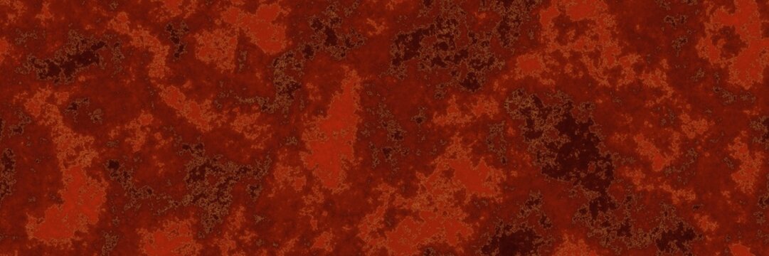 Wide volcanic magma and copper fluid marble seamless texture. Luxury abstract liquid background for banners.