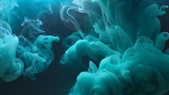 Abstract blue ink swirling in water creating a beautiful and artistic visual effect
