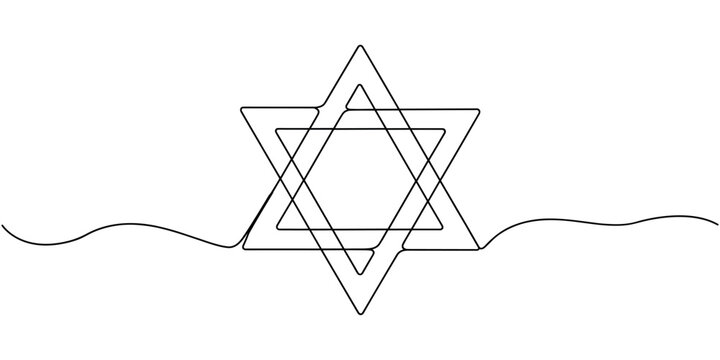 Black Star of David symbol formed by continuous line with wavy lines Magen David Jewish symbol religion
