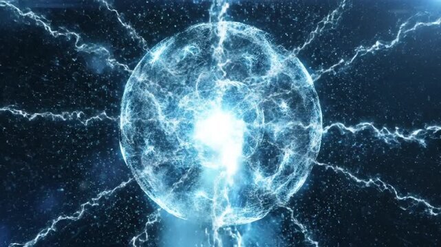 Electricity glowing orb with lightning bolts.