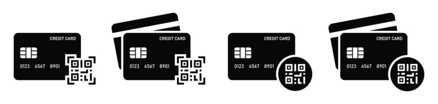 Credit card qr code scan icon. Payment card icon vector illustration