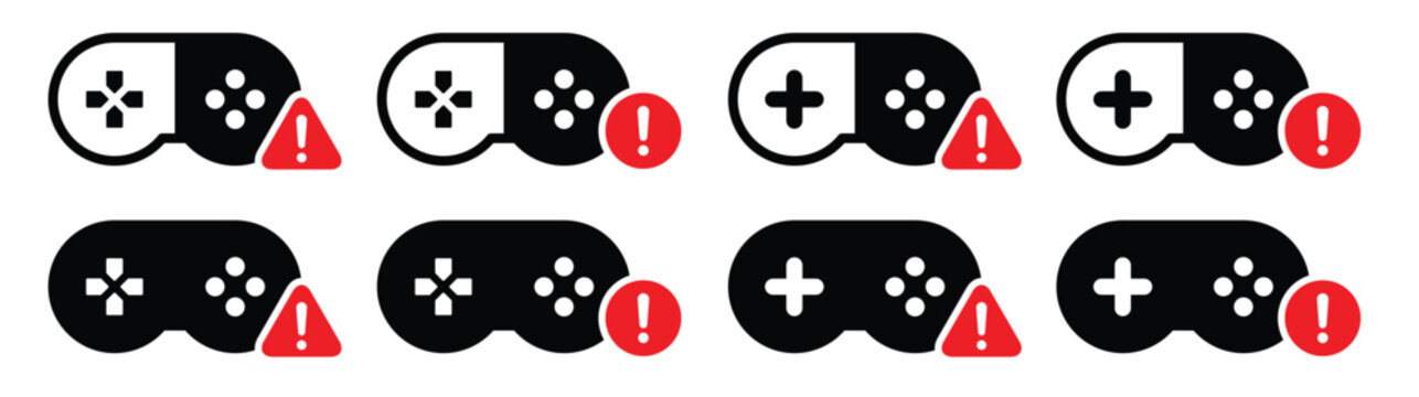 Joystick warning icon. Game console error set icon, vector illustration