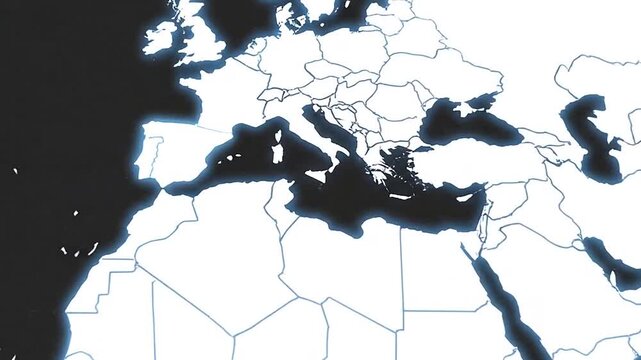 A simple, generic world map illustration, showing continents and countries in white color