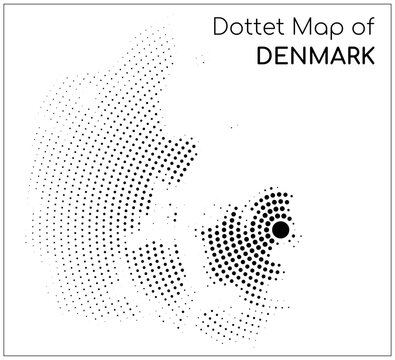 Dotted map of Denmark centered on Copenhagen