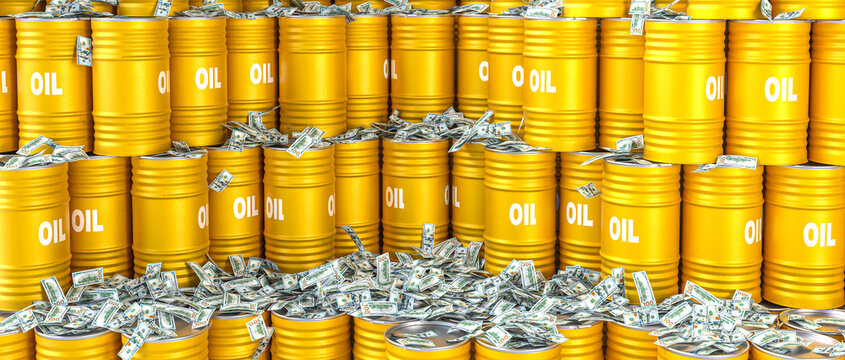 Oil barrels representing energy production 3d