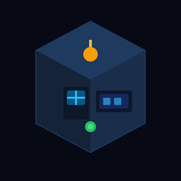 Programming code vector illustration, software development learning interface, dark mode coding screen with play button and skill growth text