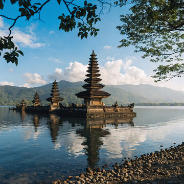Pura Ulun Danu Bratan, Famous Hindu temple and tourist attraction in Bali, Indonesia