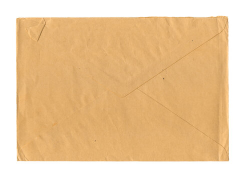 Aged envelope with fold isolated on white