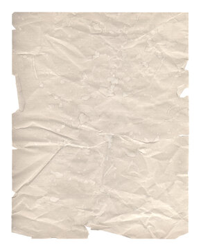 Wrinkled paper texture monochrome isolated on white