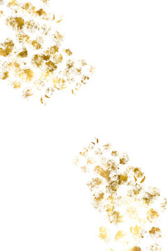 Watercolor gold. Golden foil flakes off. An old gold texture with gold particles and shimmering golden flakes. A golden, old-fashioned texture for a wedding greeting card or holiday invitation card.