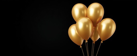 Fototapeta premium Gold balloons for celebratory bash against a stylish black background