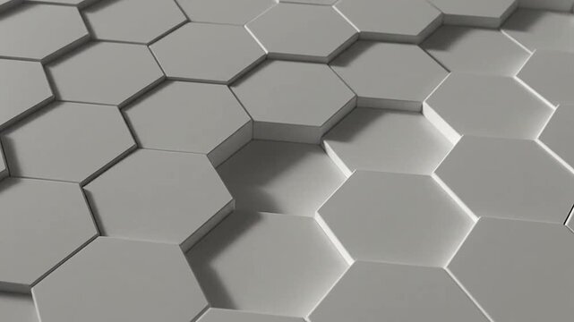 A repeating pattern of hexagonal tiles in a light gray color, creating a modern design element