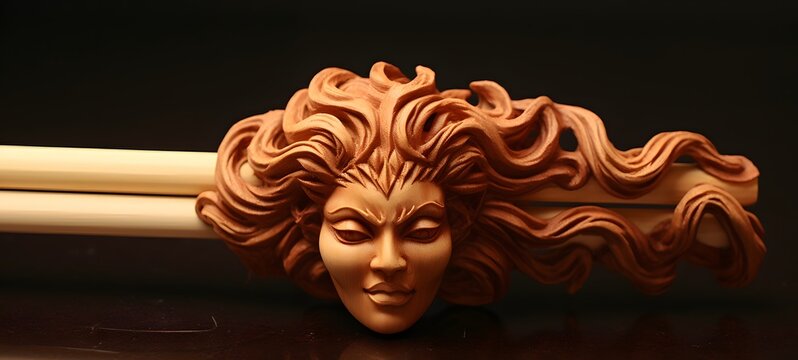 Medusa ifrit shaped matchstick carving,generative AI