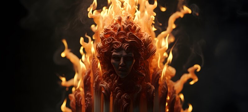Medusa ifrit shaped matchstick carving,generative AI