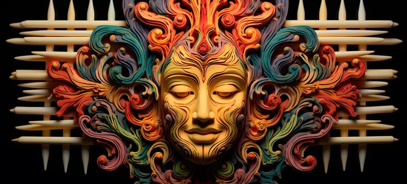 Medusa ifrit shaped matchstick carving,generative AI