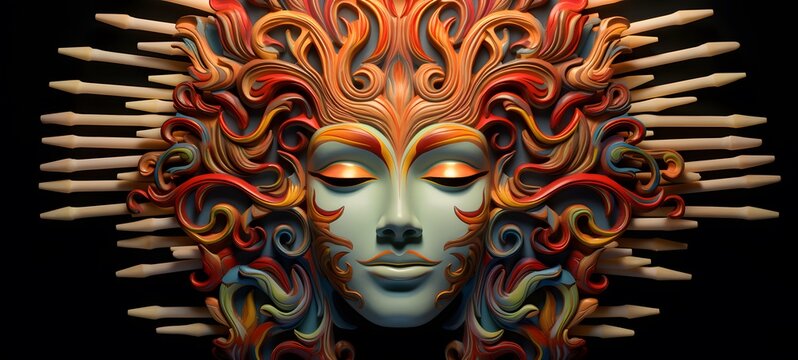 Medusa ifrit shaped matchstick carving,generative AI