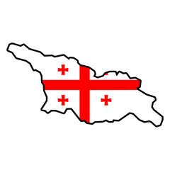 Georgia Flag in Map Shape with Black Outline © JunoNaro
