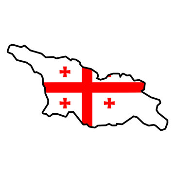 Georgia Flag in Map Shape with Black Outline