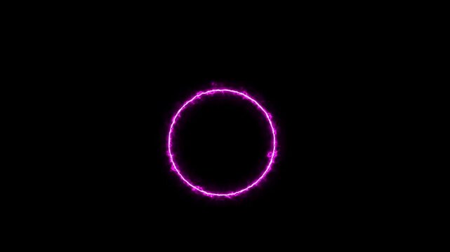 Pulsating neon ring animation abstract energy circle loop background, black