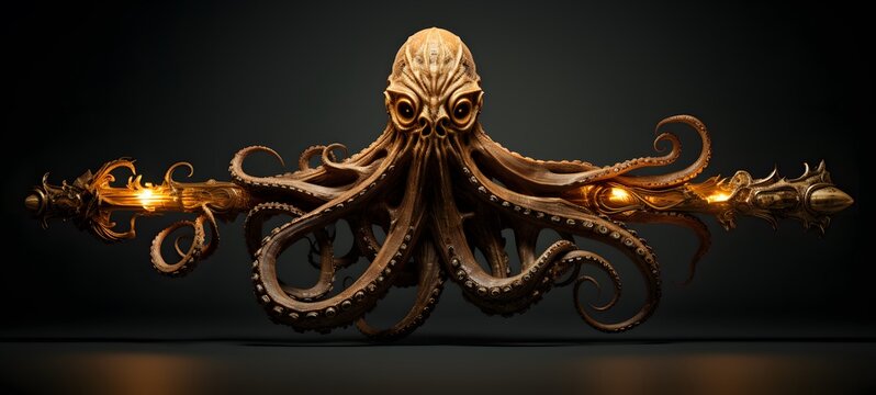 Kraken goblin shaped matchstick carving,generative AI