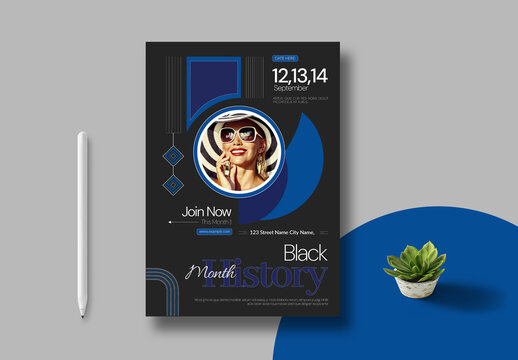 Black Month History Poster Template Layout