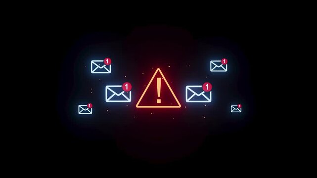 Alerts show unread messages and notifications in a digital format on a dark background during evening hours.