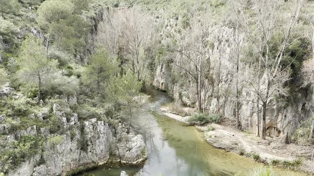 Turia River Canyon in Chulilla Valencia Spain Scenic Landscape View
