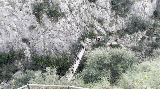 Turia Canyon Hanging Bridges in Chulilla Valencia Spain Scenic View
