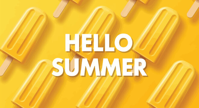 Summer, Yellow Popsicles, Ice Cream, Hello Summer