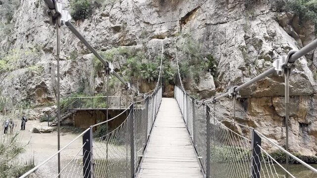 Turia Canyon Hanging Bridges in Chulilla Valencia Spain Scenic View
