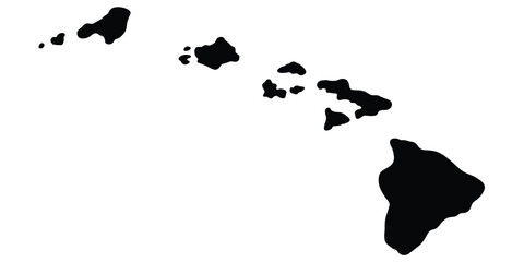 Black Hawaii map silhouette vector illustration featuring main islands including Oahu Maui and Kauai isolated on white background for design © MdLabib