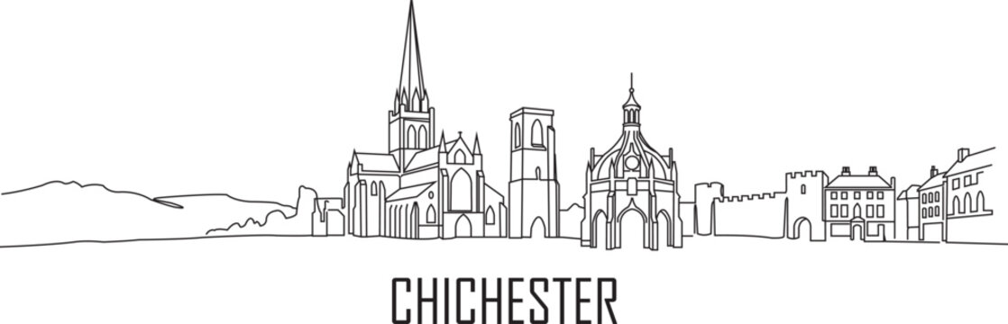Chichester skyline drawn in simple lines