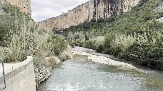 Turia River Canyon in Chulilla Valencia Spain Scenic Landscape View

