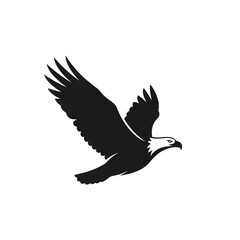 Obraz premium Majestic Bald Eagle Soaring in Flight Bold Black Silhouette Photo Illustration for Tattoo T-Shirt Logo Wall Art Print Poster Sticker and Graphic Design