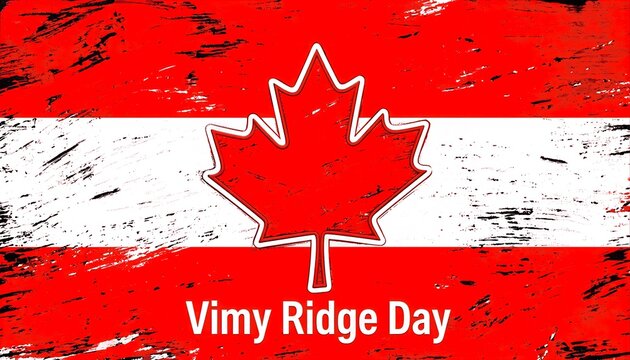 Grunge textured Canadian flag with maple leaf for Vimy Ridge Day