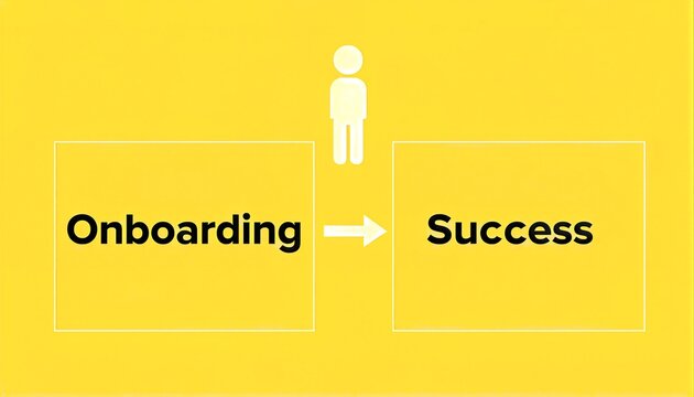 Business onboarding process leading to success concept on yellow background