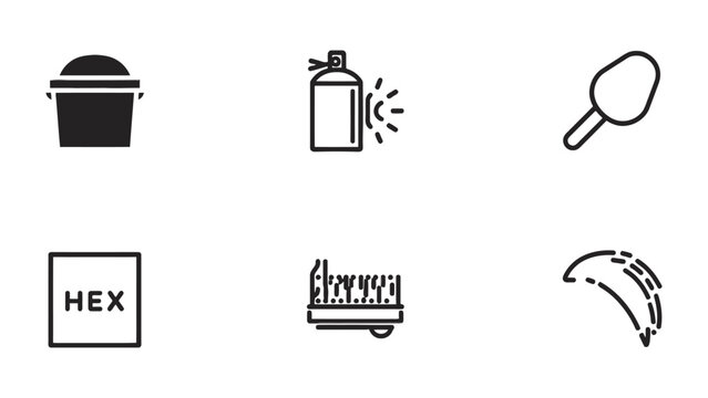 Graphic Design Icons: A collection of simple, black and white icons representing various graphic design tools. Illustrating the simplicity and versatility of design essentials. 