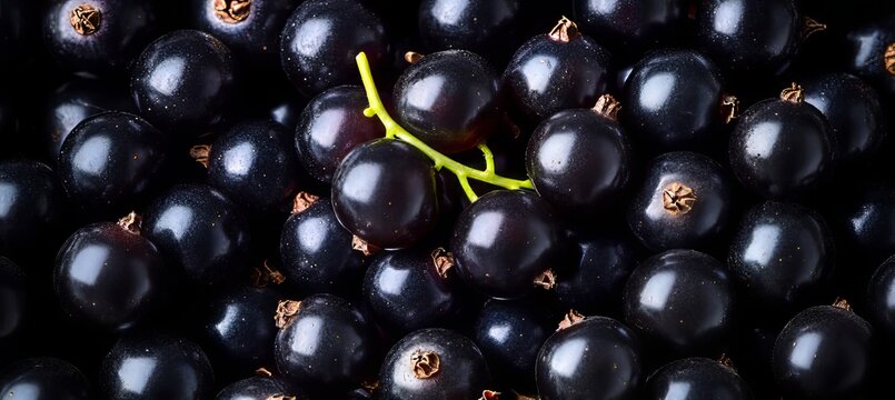 Close-up of Shiny Black Currants in Nature, Fresh Dark Berries Rich in Vitamins for Healthy Diet
