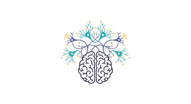 Abstract illustration of a human brain with interconnected neural pathways branching outwards