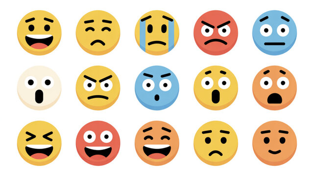 Cartoon Emoticon Expression Vector Set &ndash; Happy, Sad and Basic Emotion Face Collection