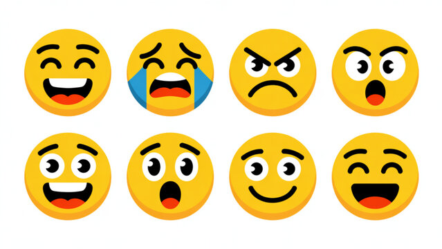 Cartoon Emoticon Expression Vector Set &ndash; Happy, Sad and Basic Emotion Face Collection